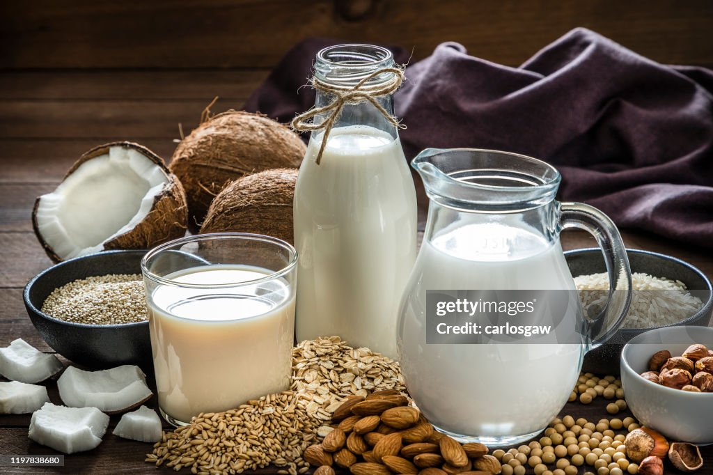 Various kinds of vegan milk
