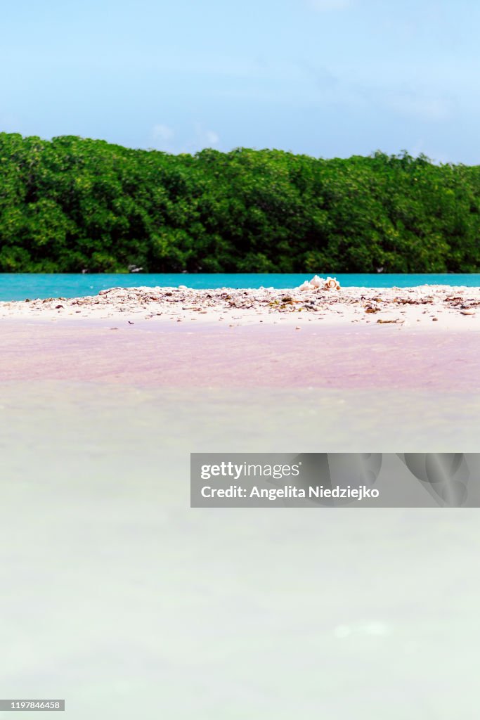 Colorful beach with pink sand, Bonaire
