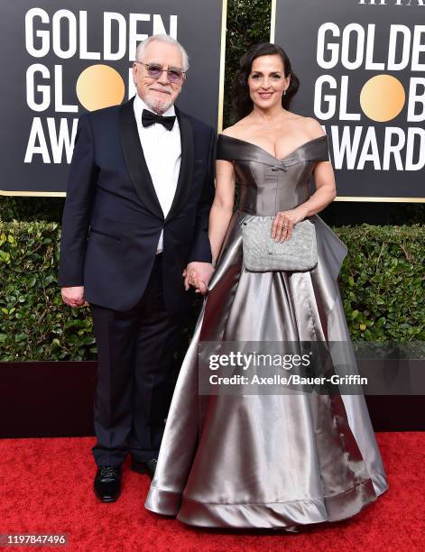 Brian Cox and Nicole Ansari-Cox attend the 77th Annual Golden Globe Awards at The Beverly Hilton Hotel on January 05, 2020 in Beverly Hills,...