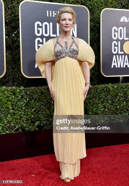 Cate Blanchett attends the 77th Annual Golden Globe Awards at The Beverly Hilton Hotel on January 05, 2020 in Beverly Hills, California.