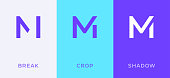 Set of letter M minimal logo icon design template elements