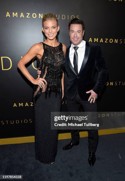 AnnaLynne McCord and Rene Horsch attend the Amazon Studios Golden Globes after party at The Beverly Hilton Hotel on January 05, 2020 in Beverly...