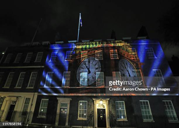 An image of Big Ben projected onto 10 Downing Street, London, after the UK left the European Union on Friday, ending 47 years of close and sometimes...