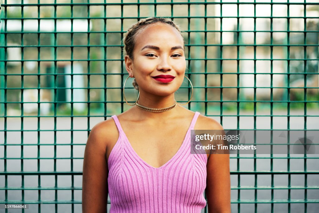 Smiling woman looking at camera