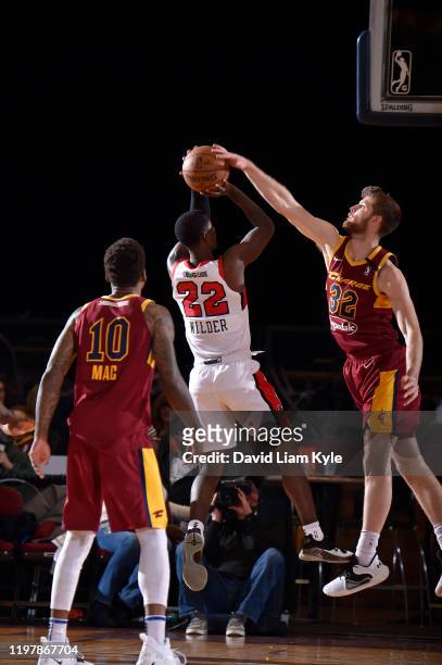 Canton, OH Dean Wade of the Canton Charge blocks Thomas Wilder of the Windy City Bulls during a G League game on January 31, 2020 at the Canton...