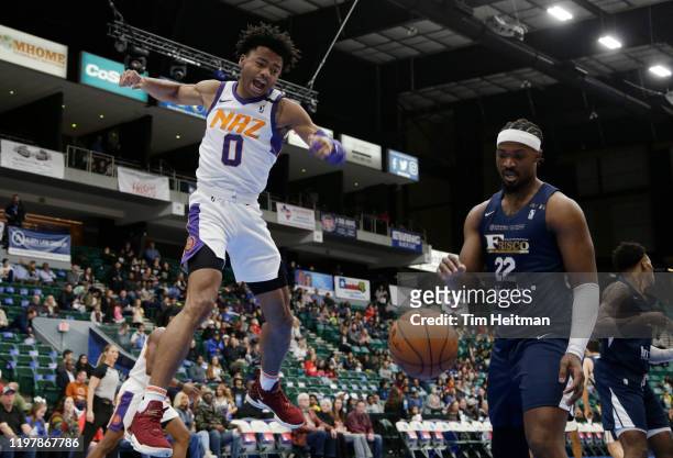 Jalen Lecque of the Northern Arizona Suns dunks against Chad Brown of the Texas Legends during the first quarter on January 31, 2020 at Comerica...