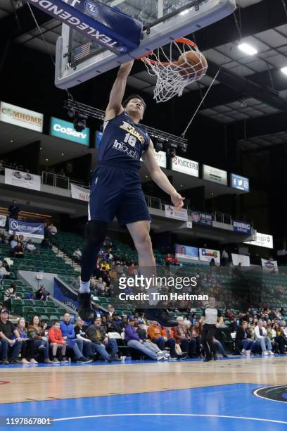 Yudai Baba of the Texas Legends dunks during the fourth quarter against the Northern Arizona Suns on January 31, 2020 at Comerica Center in Frisco,...