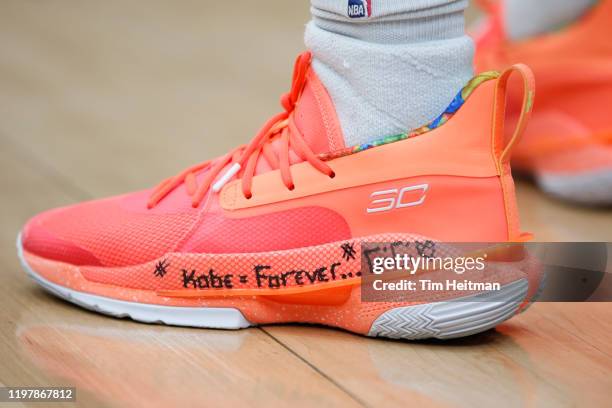 Ahmed Hill of the Northern Arizona Suns shoes have a tribute to Kobe Bryan on them during the fourth quarter against the Texas Legends of the...