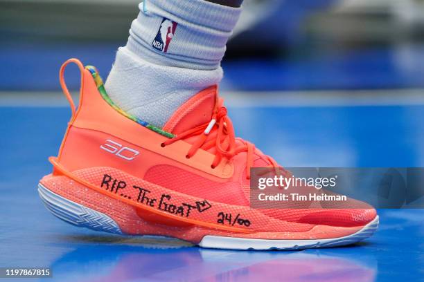 Ahmed Hill of the Northern Arizona Suns shoes have a tribute to Kobe Bryan on them during the fourth quarter against the Texas Legends of the...