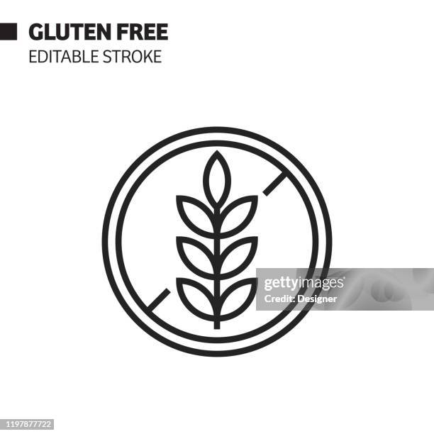 illustrations, cliparts, dessins animés et icônes de icône de ligne sans gluten, illustration de symbole de vecteur de d'contour. pixel perfect, avc modifiable. - sans gluten