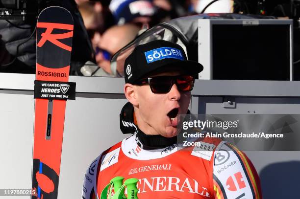 Thomas Dressen of Germany takes 1st place during the Audi FIS Alpine Ski World Cup Men's Downhill on February 1, 2020 in Garmisch Partenkirchen,...