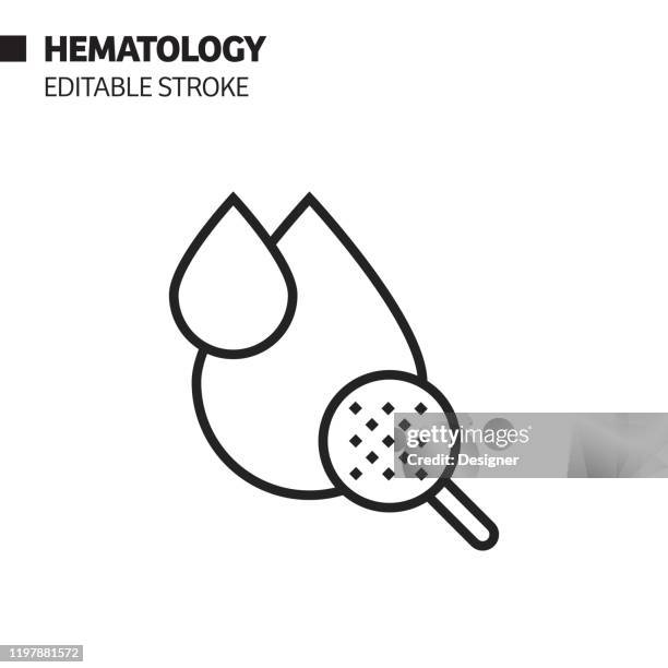 ilustraciones, imágenes clip art, dibujos animados e iconos de stock de icono de línea de hematología, ilustración de símbolo vectorial de contorno. píxel perfecto, trazo editable. - hematología
