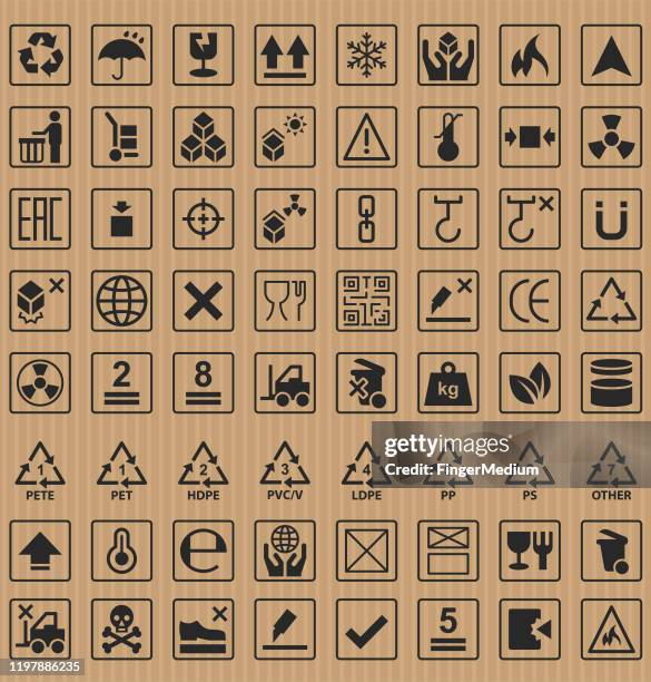 packaging symbols set - packaging waste stock illustrations