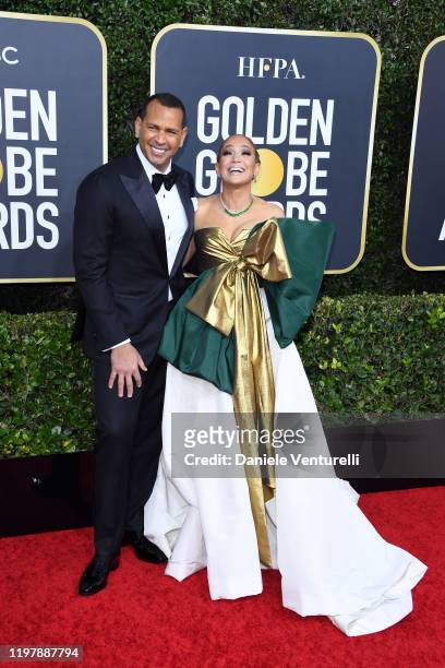 Alex Rodriguez and Jennifer Lopez attends the 77th Annual Golden Globe Awards at The Beverly Hilton Hotel on January 05, 2020 in Beverly Hills,...