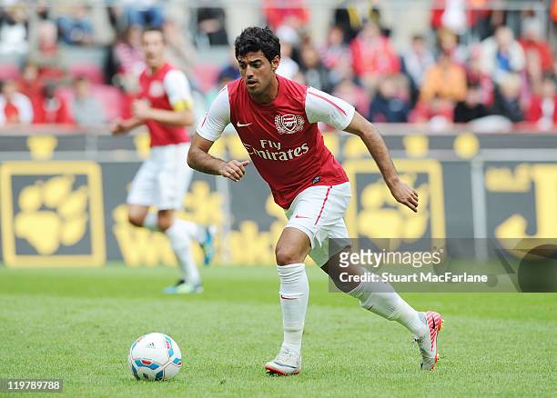 Carlos Vela of Arsenal in action during the pre season friendly match between Cologne and Arsenal at RheinEnergieStadion on July 23, 2011 in Cologne,...