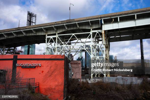 Trellised bridge of Interstate 495 Long Island Expressway crosses the Dutch Kills waterway in Long Island City, New York, January 5, 2020. The Dutch...