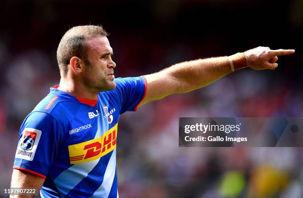 Jamie Roberts of the Stormers during the Super Rugby match between DHL Stormers and Hurricanes at DHL Newlands Stadium on February 01, 2020 in Cape...