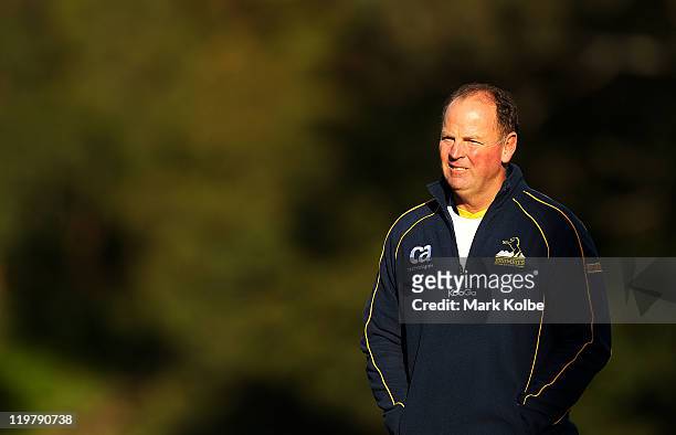 Head Coach Jake White watches on at a skills session during an ACT Brumbies training camp at Narrabeen Sport and Recreation Ground on July 25, 2011...