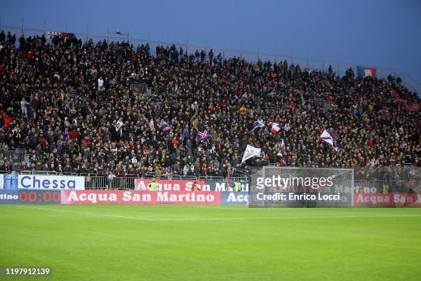 The supporters of Cagliari during the Serie A match between Cagliari Calcio and Parma Calcio at Sardegna Arena on February 1, 2020 in Cagliari, Italy.