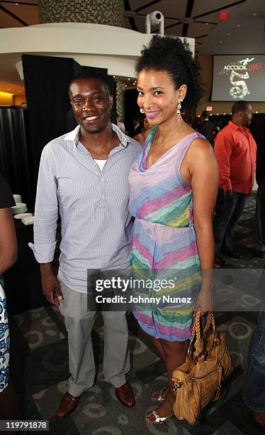 Publisher of Harlem Social + Society magazine Jon Marc Sandifer and Erika Priestley attend ADCOLOR Live! at the Park Cafe on July 21, 2011 in New...