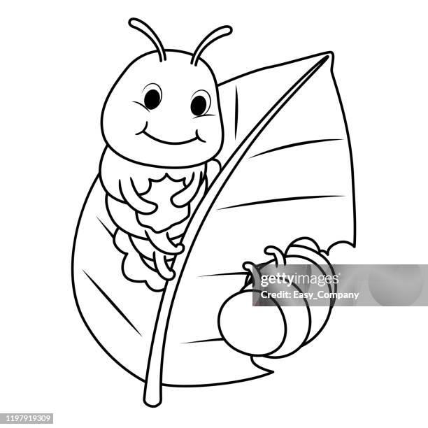 illustrazioni stock, clip art, cartoni animati e icone di tendenza di illustrazione vettoriale di bruco isolato su sfondo bianco. per i bambini libro da colorare. - baco