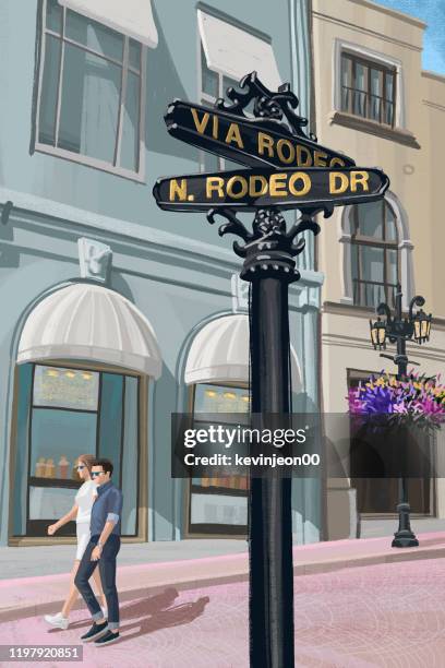 rodeo drive sign - rodeo drive stock illustrations