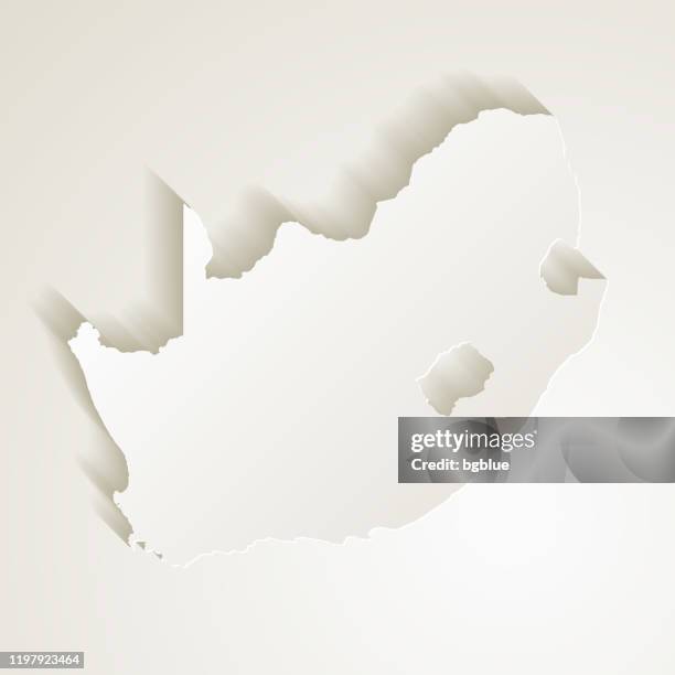 south africa map with paper cut effect on blank background - cape town stock illustrations