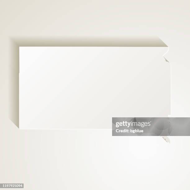 south dakota map with paper cut effect on blank background - sioux falls stock illustrations