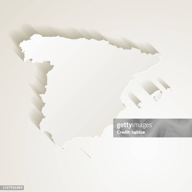ilustraciones, imágenes clip art, dibujos animados e iconos de stock de mapa de españa con efecto de corte de papel sobre fondo en blanco - españa mapa
