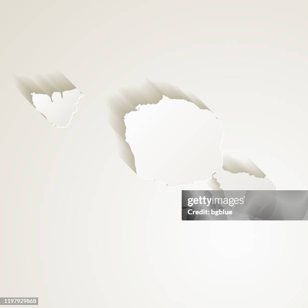 tahiti french polynesia map with paper cut effect on blank background - french polynesia stock illustrations