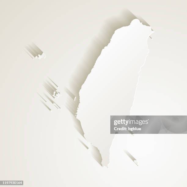 taiwan map with paper cut effect on blank background - taiwan stock illustrations