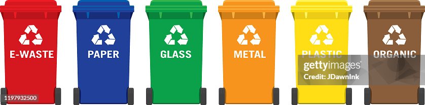 Bascit Garbage Color Set Of Modern Garbage Or Recycling Bins With Color Code High-Res Vector ...