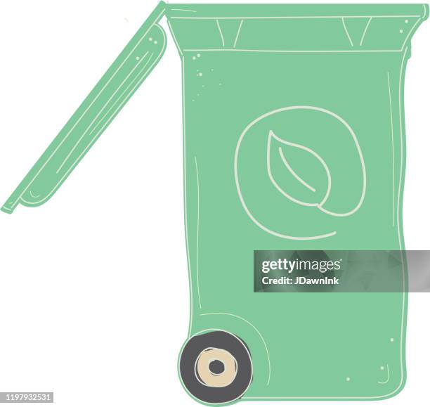 compost recycling bin with open lid icon on white background - compost stock illustrations