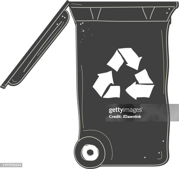 compost recycling bin with open lid icon on white background - compost bin white stock illustrations