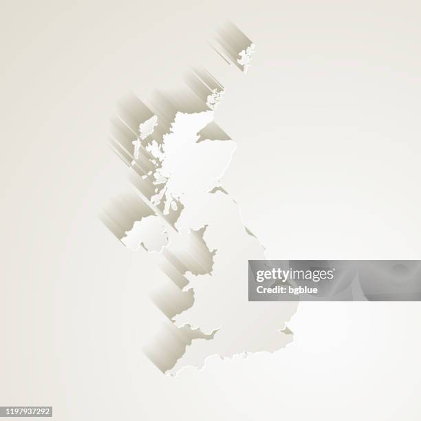 united kingdom map with paper cut effect on blank background - fancy gold border stock illustrations
