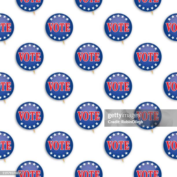 vote star pin nahtlose muster - wahlkampf anstecker stock-grafiken, -clipart, -cartoons und -symbole