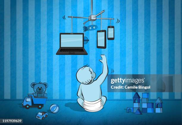 baby und technologie - baby monitor stock-grafiken, -clipart, -cartoons und -symbole