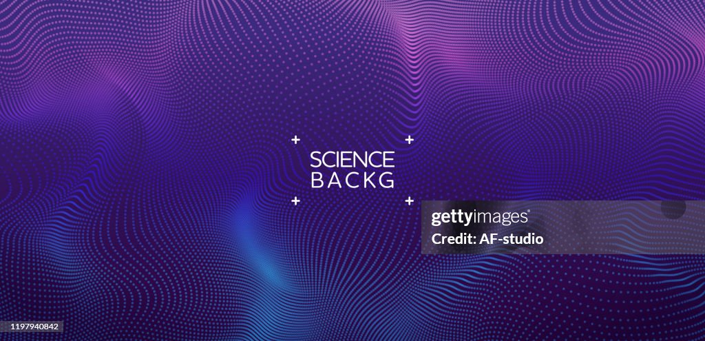 Abstract & science technology background. Network, particle illustration. 3D grid surface