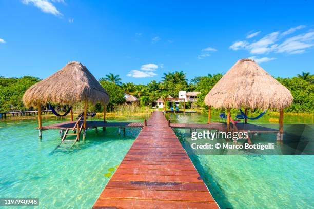 luxury resort in bacalar, yucatan peninsula, mexico - quintana roo stock-fotos und bilder