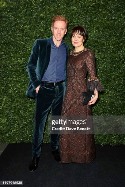 Damian Lewis and Helen McCrory arrive at the Charles Finch & CHANEL Pre-BAFTA Party at 5 Hertford Street on February 1, 2020 in London, England.