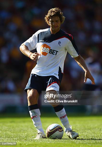 Marcos Alonso of Bolton Wanderers in action during the pre season friendly match between Bradford City and Bolton Wanderers at Coral Windows Stadium,...