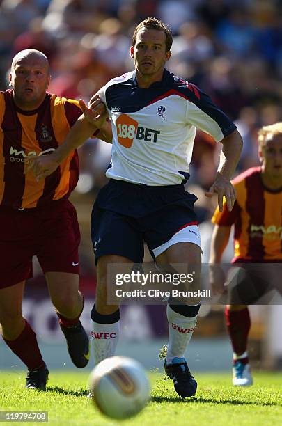 Kevin Davies of Bolton Wanderers in action during the pre season friendly match between Bradford City and Bolton Wanderers at Coral Windows Stadium,...