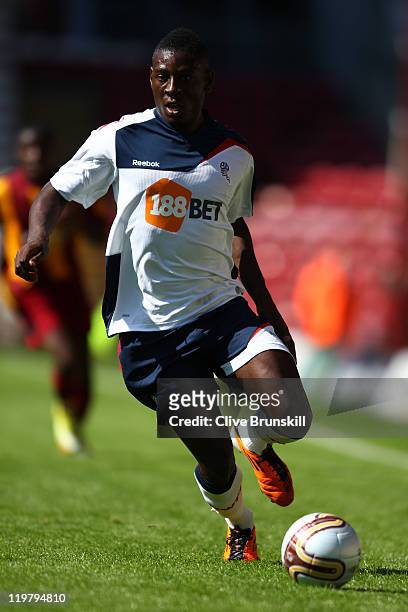 Tope Obadeyi of Bolton Wanderers in action during the pre season friendly match between Bradford City and Bolton Wanderers at Coral Windows Stadium,...