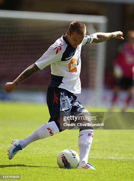 Gretar Steinsson of Bolton Wanderers in action during the pre season friendly match between Bradford City and Bolton Wanderers at Coral Windows...