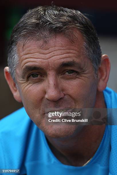 Bolton Wanderers manager Owen Coyle in good spirits prior to the pre season friendly match between Bradford City and Bolton Wanderers at Coral...