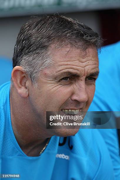 Bolton Wanderers manager Owen Coyle on the bench prior to the pre season friendly match between Bradford City and Bolton Wanderers at Coral Windows...