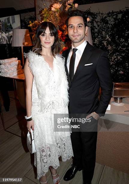 77th ANNUAL GOLDEN GLOBE AWARDS -- Pictured: Luna Blaise and Skylar Astin attend the NBCUniversal Golden Globe Awards Viewing-Party Sunday, January...