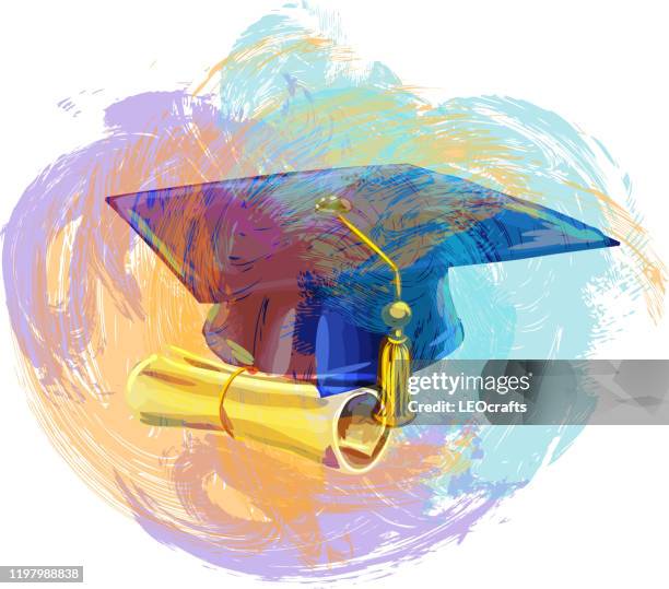 Convocation Cap And Certificate Drawing High-Res Vector Graphic - Getty ...