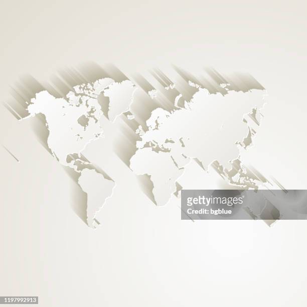 world map with paper cut effect on blank background - 3d french stock illustrations