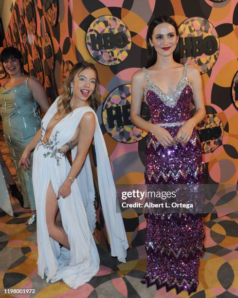 Sydney Sweeney photobombs Maude Apatow at the HBO's Official Golden Globes After Party held at Circa 55 Restaurant on January 5, 2020 in Los Angeles,...